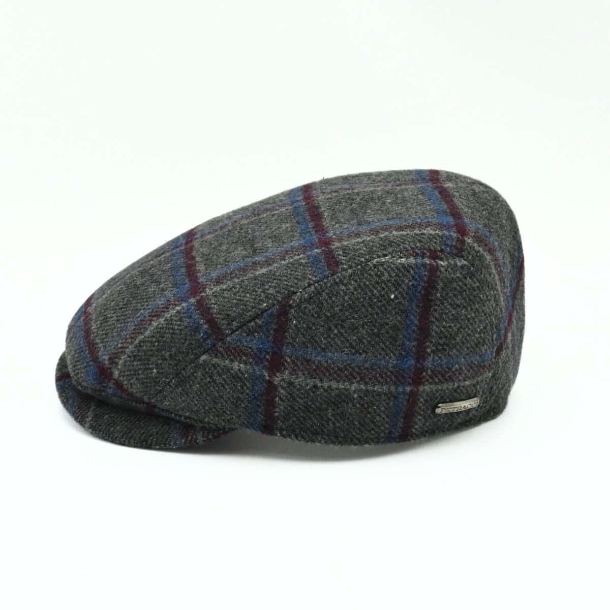 Grey Scottish Pattern Wool Cap on white background