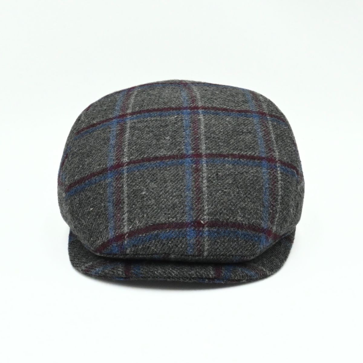 Grey Scottish Pattern Wool Cap on white background