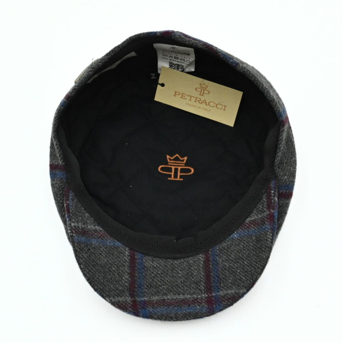 Grey Scottish Pattern Wool Cap on white background