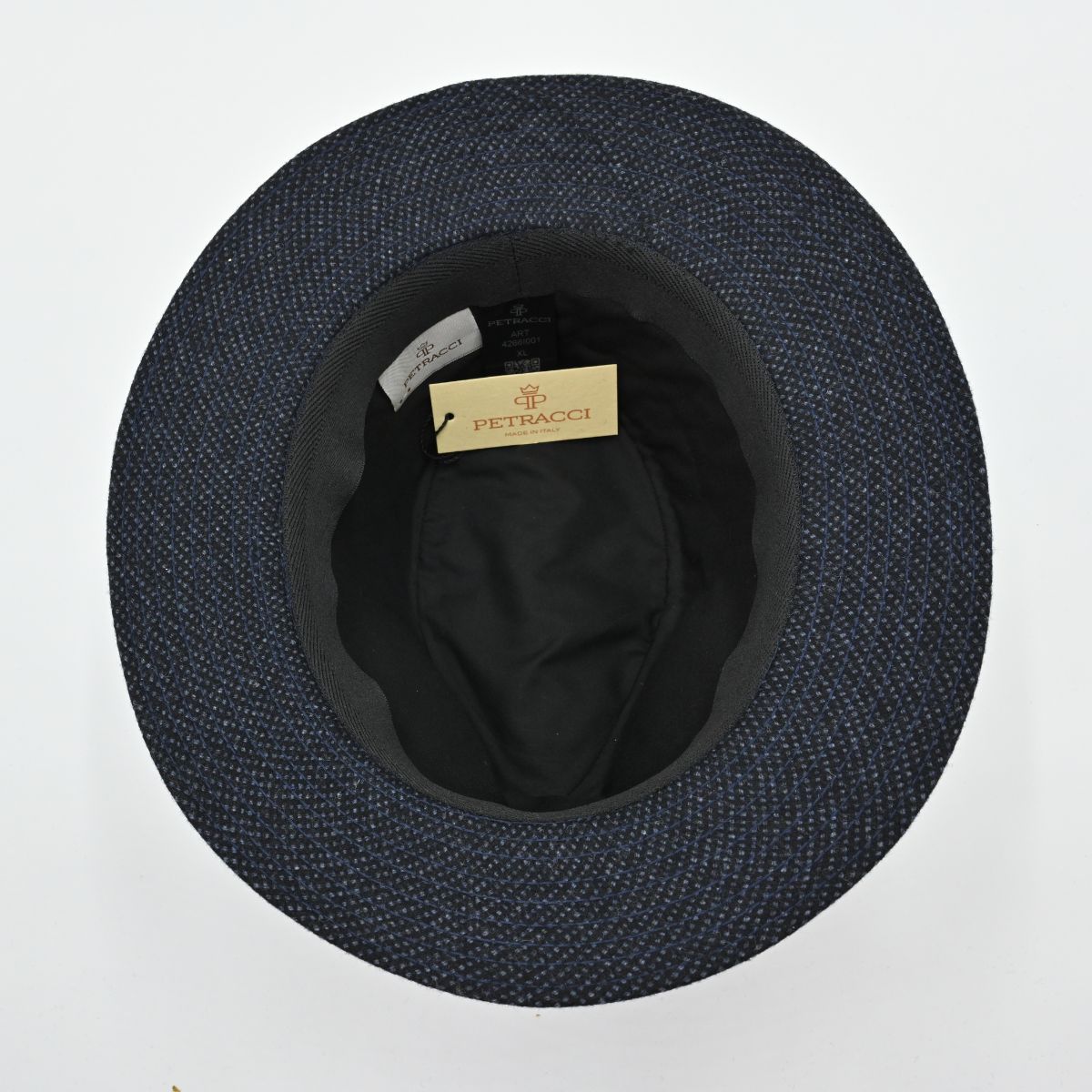 Black Patterned Indiana Jones Hat on white background