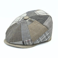 Beige Unique Pattern Newsboy Hat on white background
