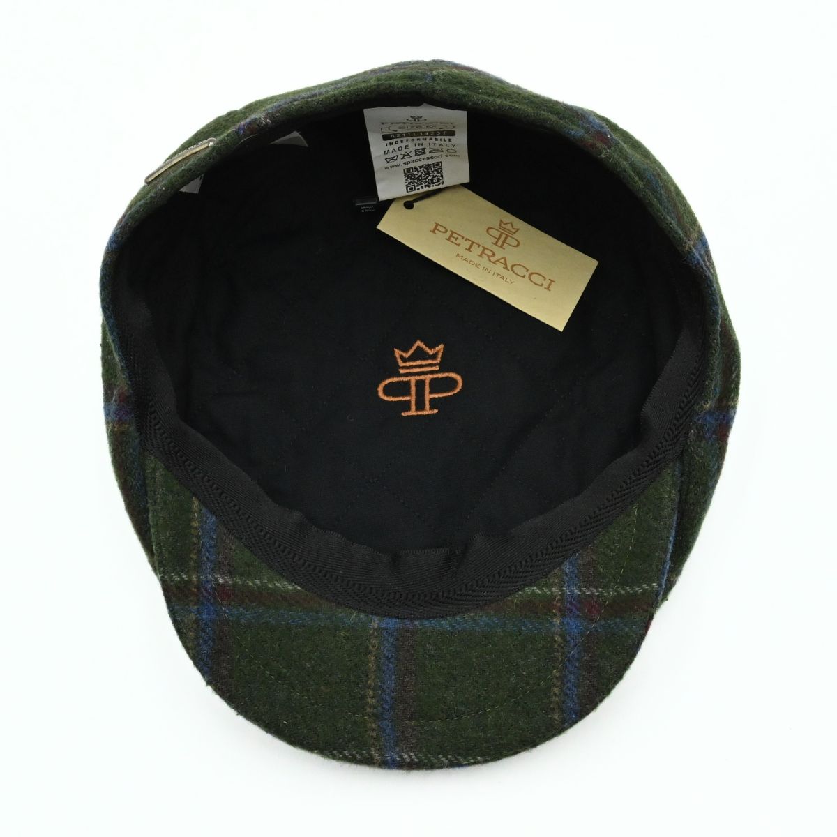 Green Scottish Pattern Wool Cap on white background