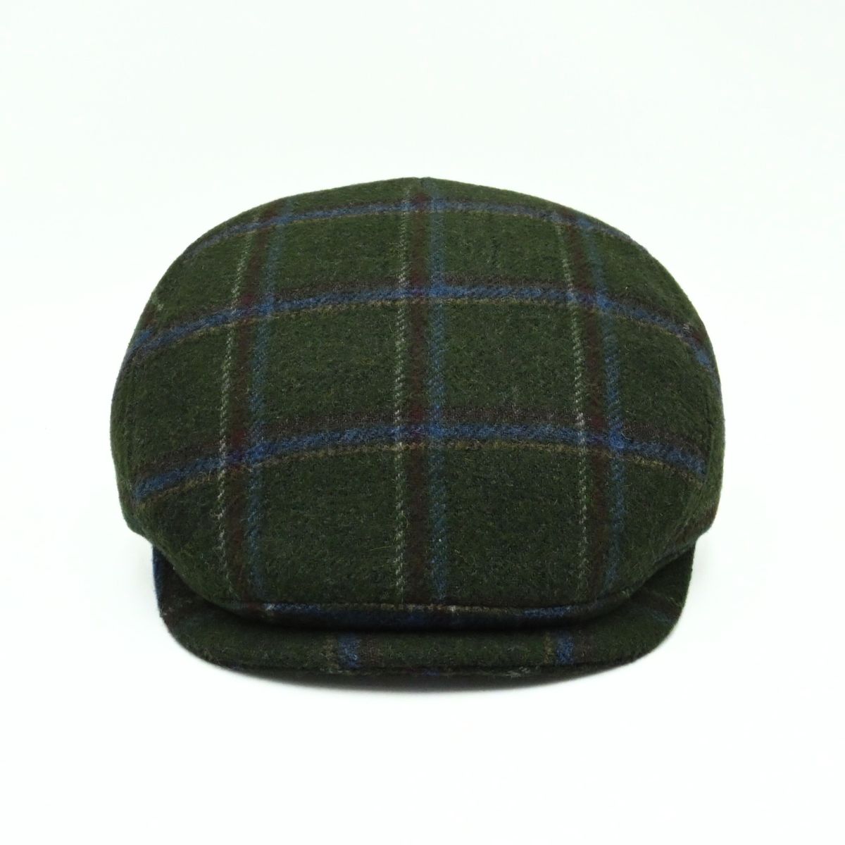 Green Scottish Pattern Wool Cap on white background