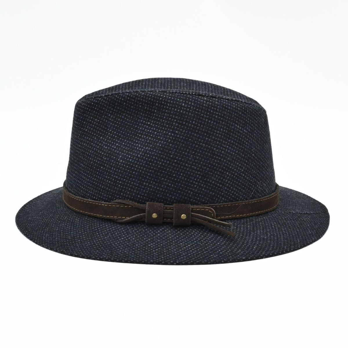 Black Patterned Indiana Jones Hat on white background