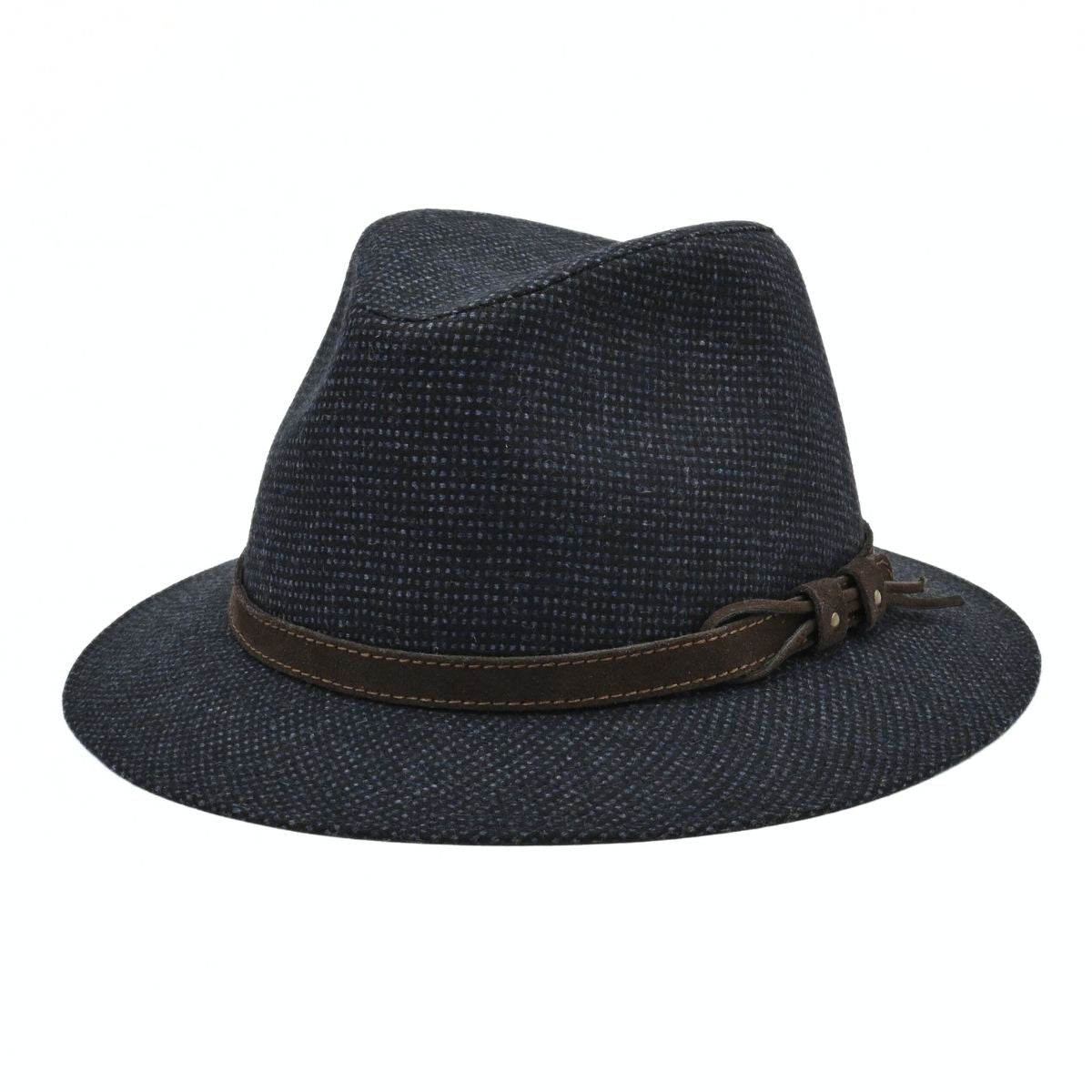 Black Patterned Indiana Jones Hat on white background