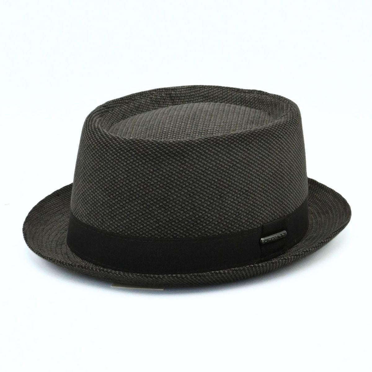 Brown Cotton Pork Pie Hat on white background