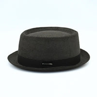 Brown Cotton Pork Pie Hat on white background