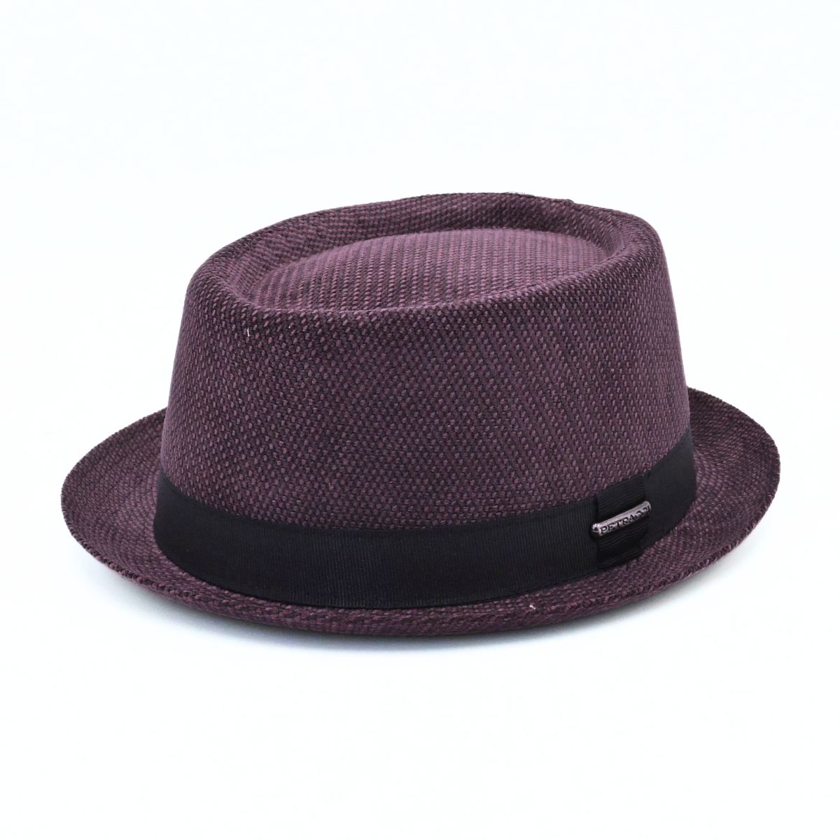 Bordo Cotton Pork Pie Hat on white background