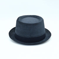 Blue Cotton Pork Pie Hat on white background