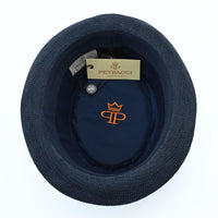 Blue Cotton Pork Pie Hat on white background