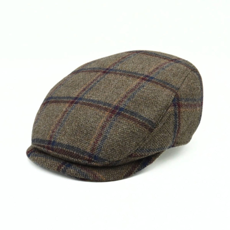 Brown Scottish Pattern Wool Cap on white background