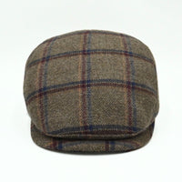 Brown Scottish Pattern Wool Cap on white background