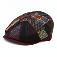 Bordo Irish Newsboy Patchwork Hat on white background