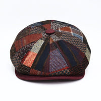Bordo Irish Newsboy Patchwork Hat on white background