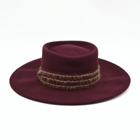 Maroon Women's Classic Wool Hat With Stitched Design