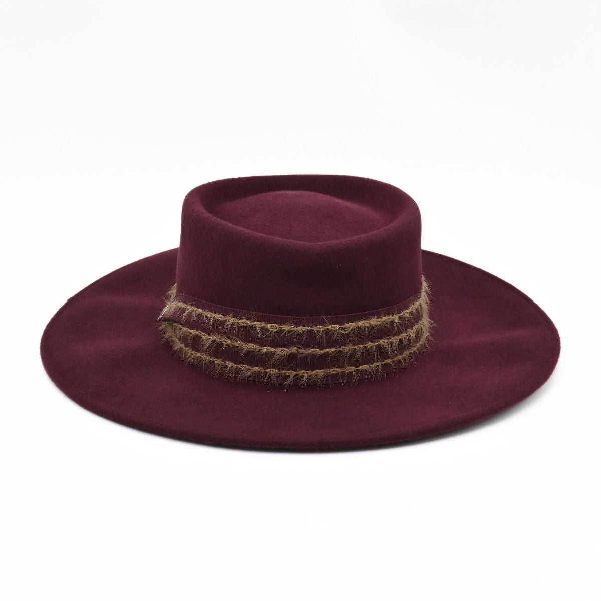 Maroon Women's Classic Wool Hat With Stitched Design