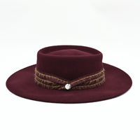 Maroon Women's Classic Wool Hat With Stitched Design