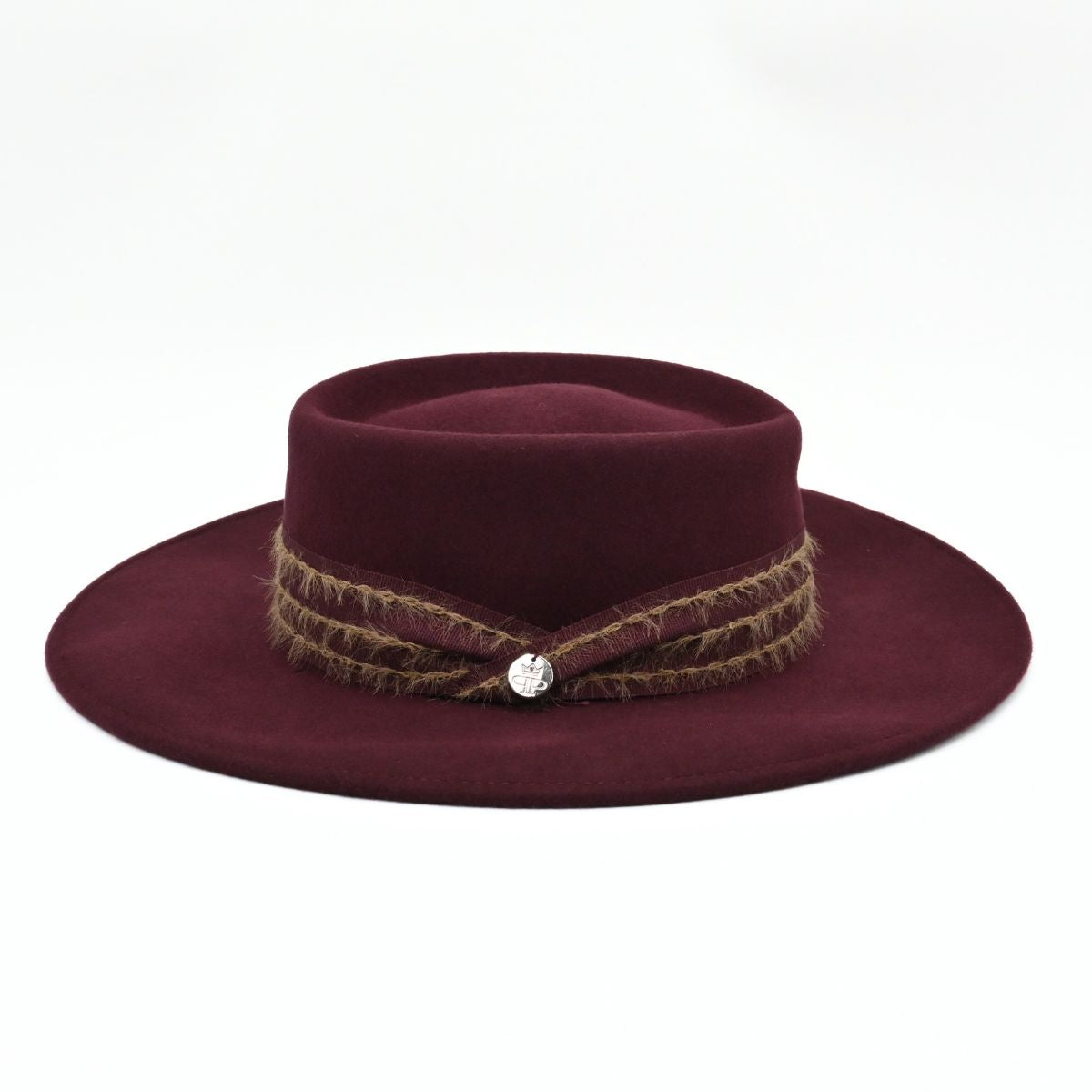 Maroon Women's Classic Wool Hat With Stitched Design