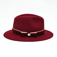 Red Women's Indiana Jones Wool Hat on white background