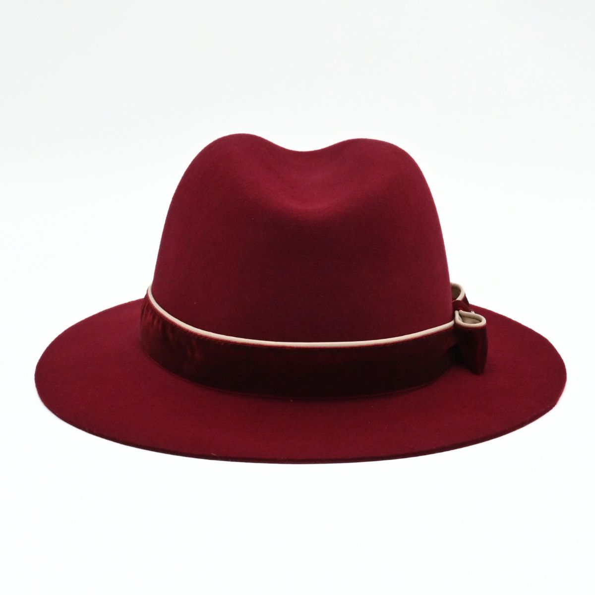 Red Women's Indiana Jones Wool Hat on white background
