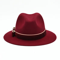 Red Women's Indiana Jones Wool Hat on white background