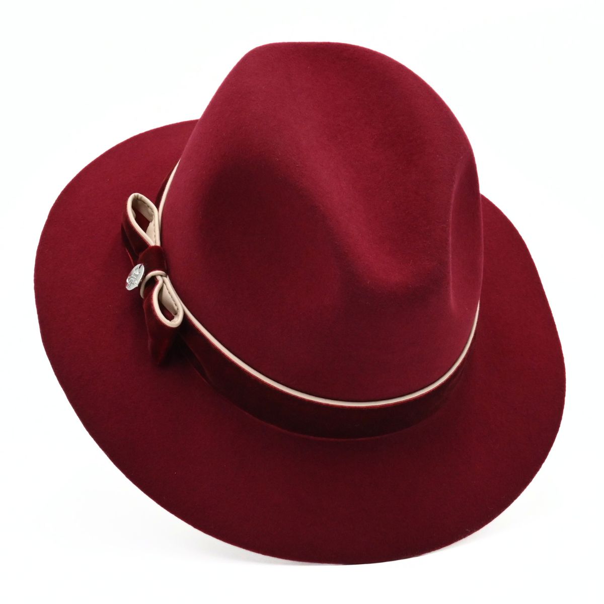Red Women's Indiana Jones Wool Hat on white background