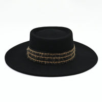 Black Women's Classic Wool Hat With Stitched Design on