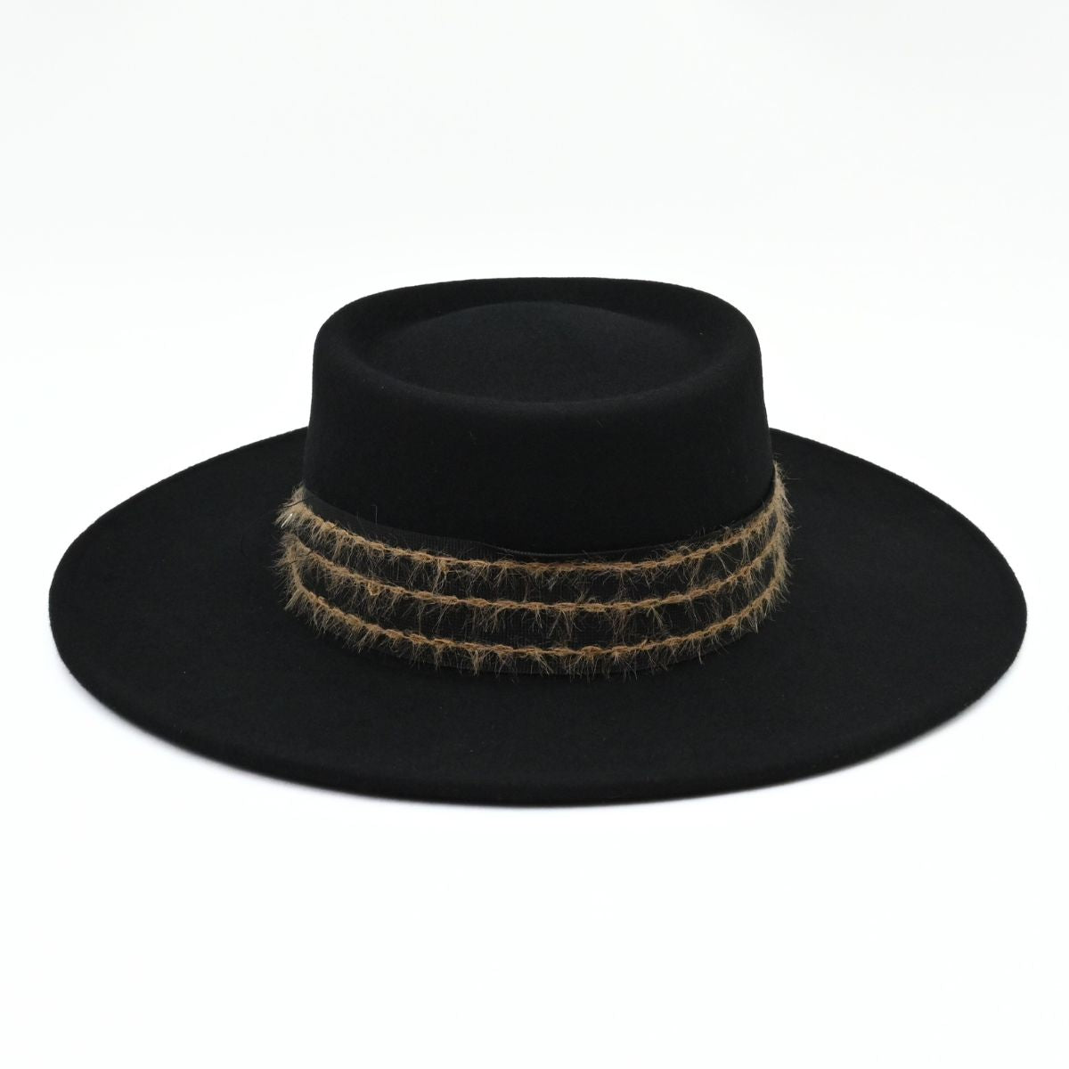 Black Women's Classic Wool Hat With Stitched Design on