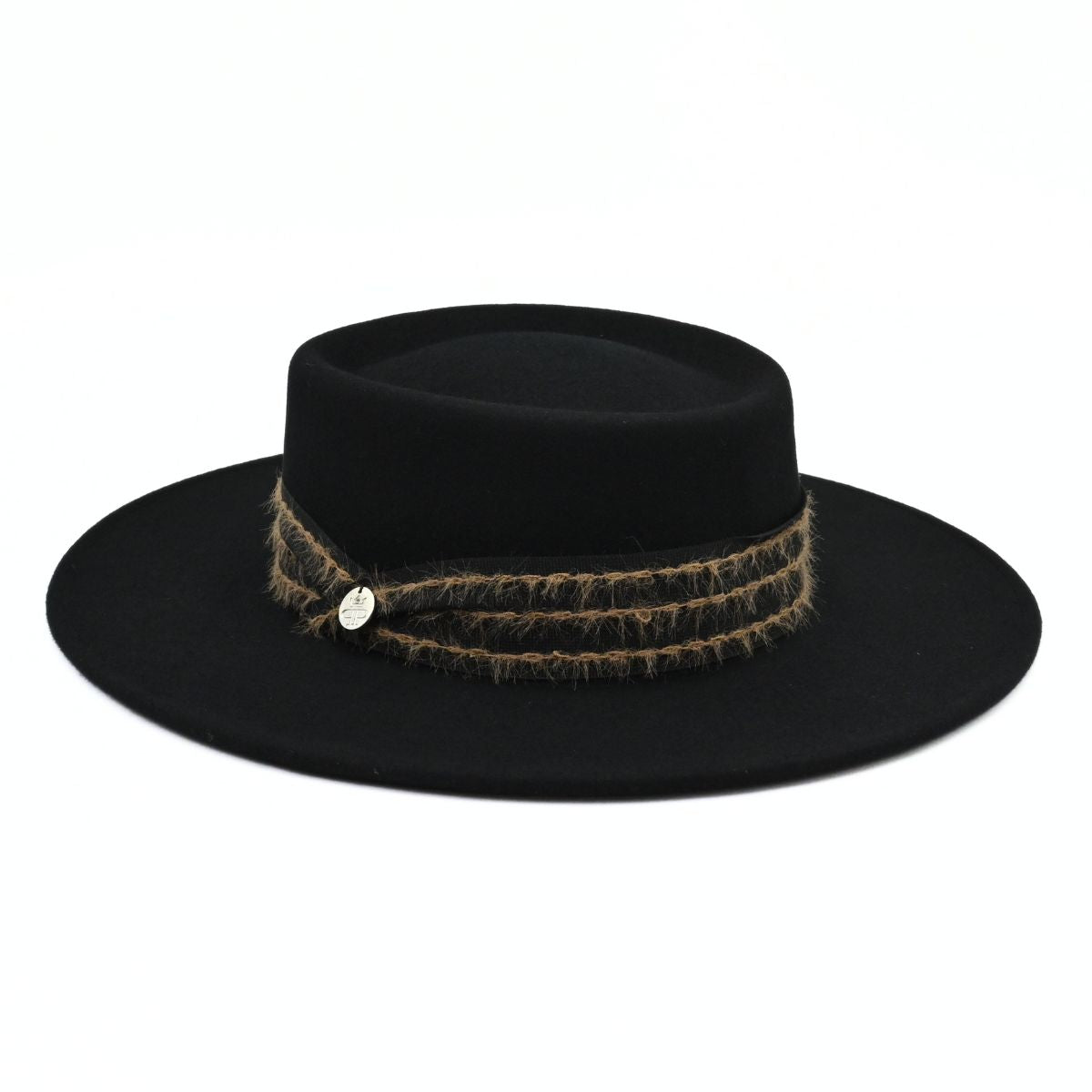 Black Women's Classic Wool Hat With Stitched Design