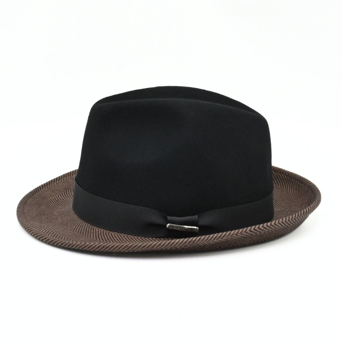 Black/Brown 1930’s Style Two Tone Hat II on white background