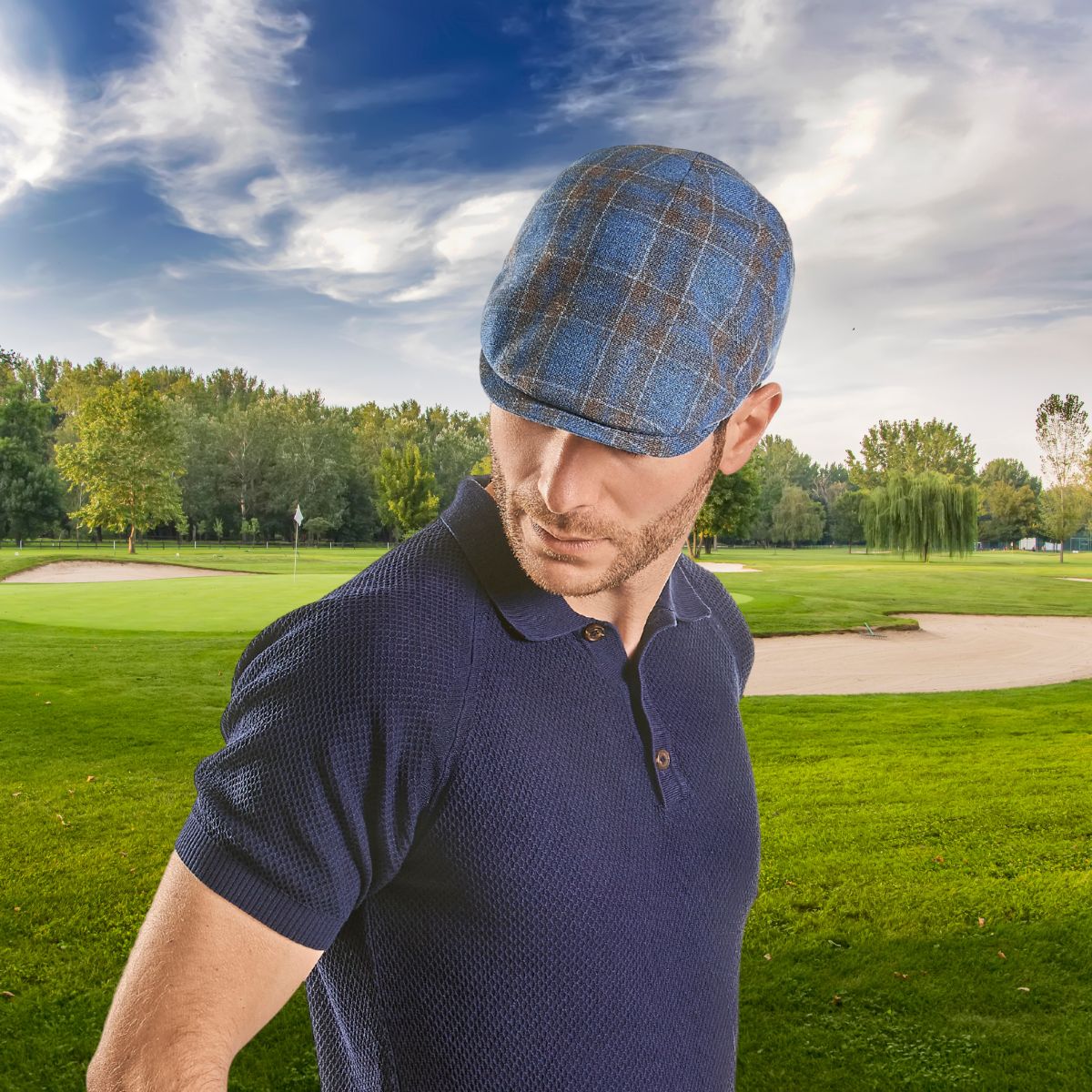 Blue silk cap