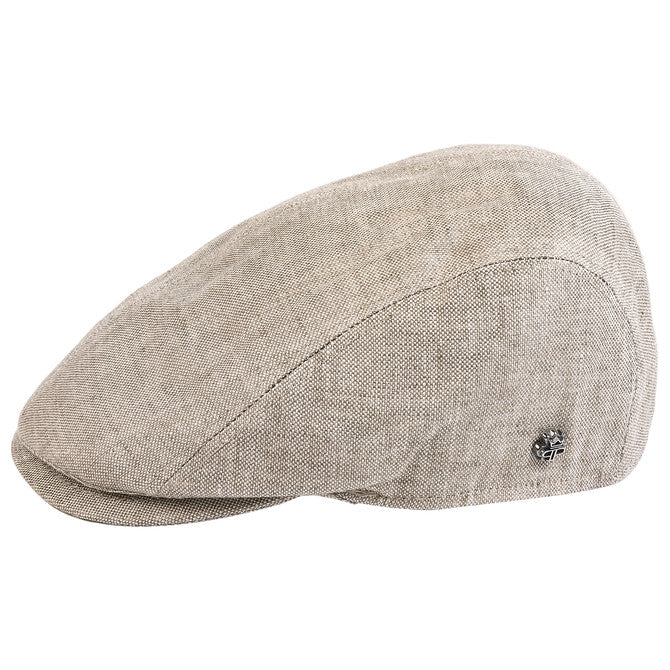 Light Brown Solid Color Linen Cap on white background