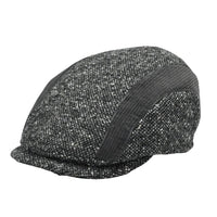 Gray Tweed Cap With Velvet Bands front view