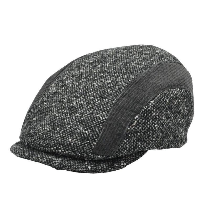 Gray Tweed Cap With Velvet Bands front view