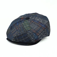 Blue Irish Newsboy Patchwork Hat front view