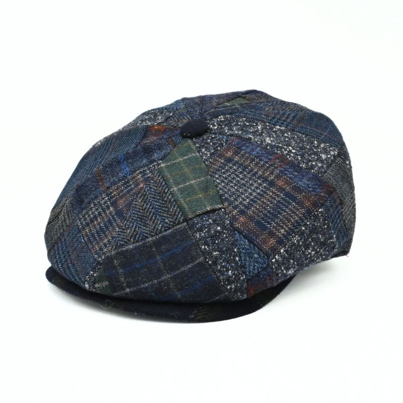 Blue Irish Newsboy Patchwork Hat front view
