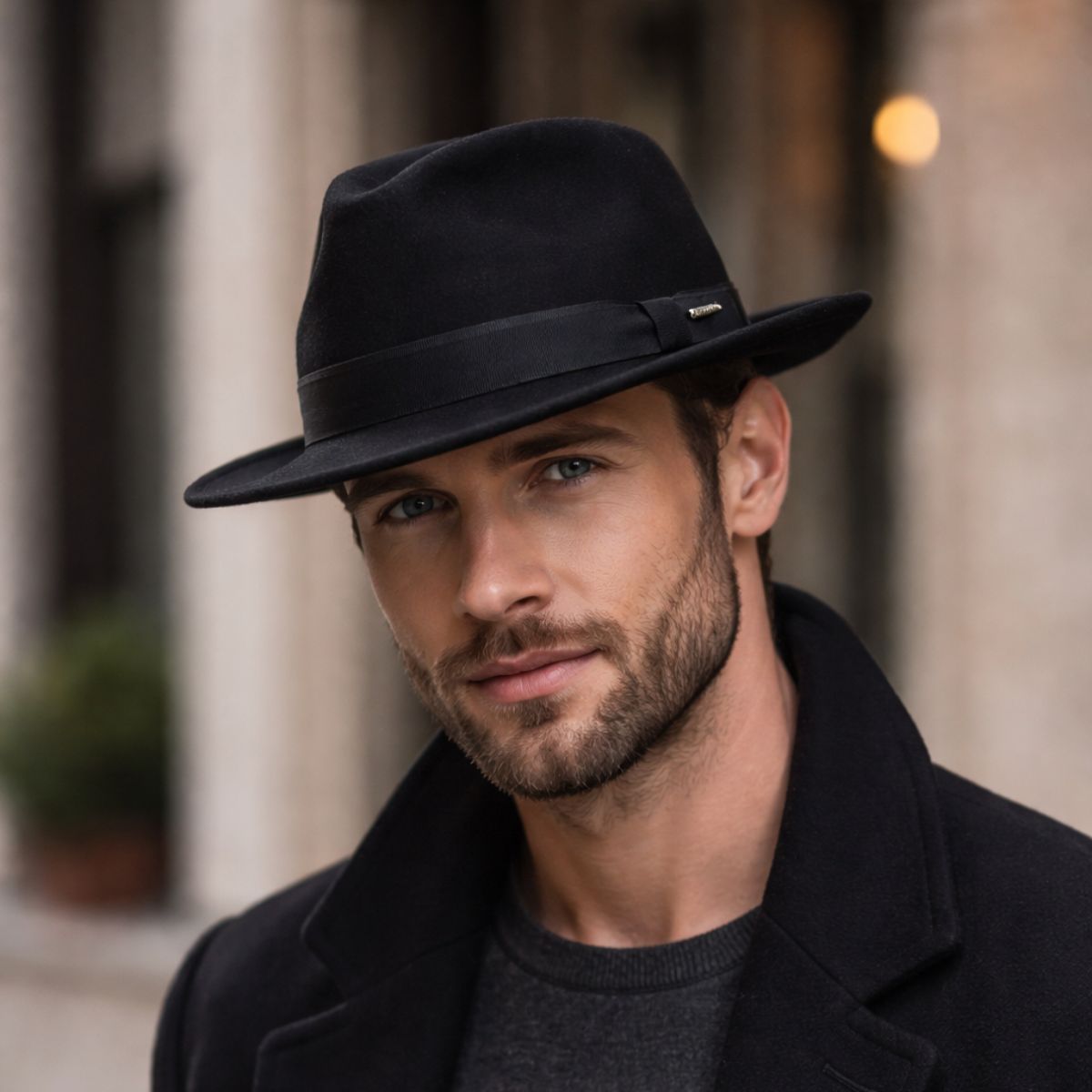 Black Rome 1930's Style hat on model