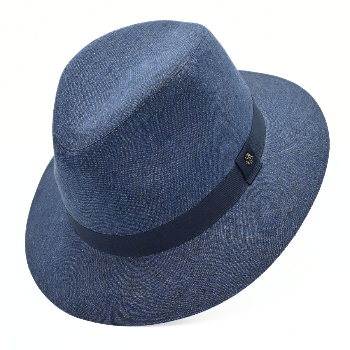 blue Linen Indiana Style Hat
