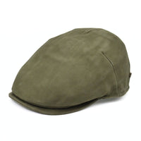 Green Leather Driver Cap on white background