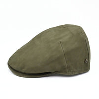 Green Leather Driver Cap on white background