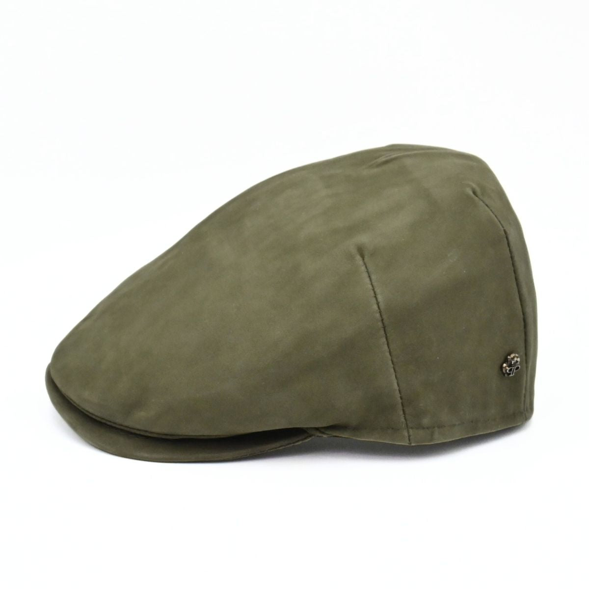 Green Leather Driver Cap on white background