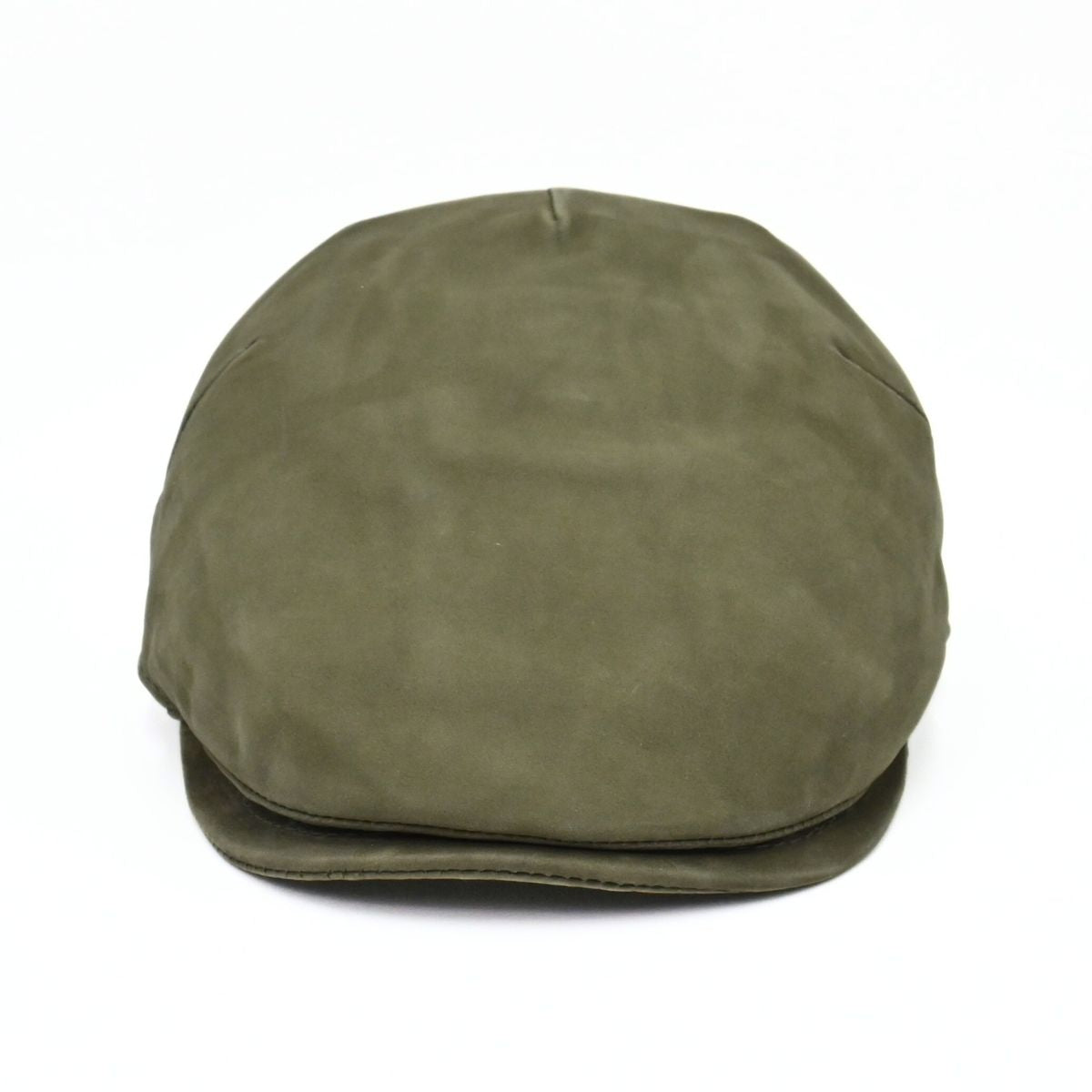 Green Leather Driver Cap on white background