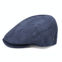 blue Leather Driver Cap on white background