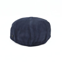 blue Leather Driver Cap on white background