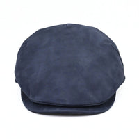 blue Leather Driver Cap on white background