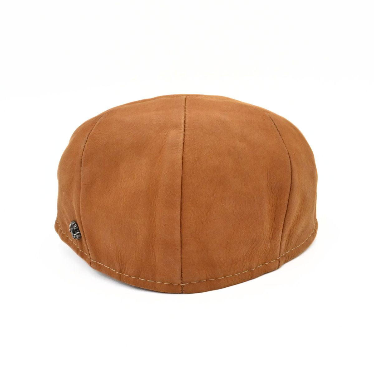 cognac Leather Driver Cap on white background