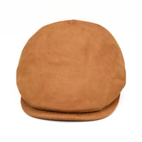 cognac Leather Driver Cap on white background