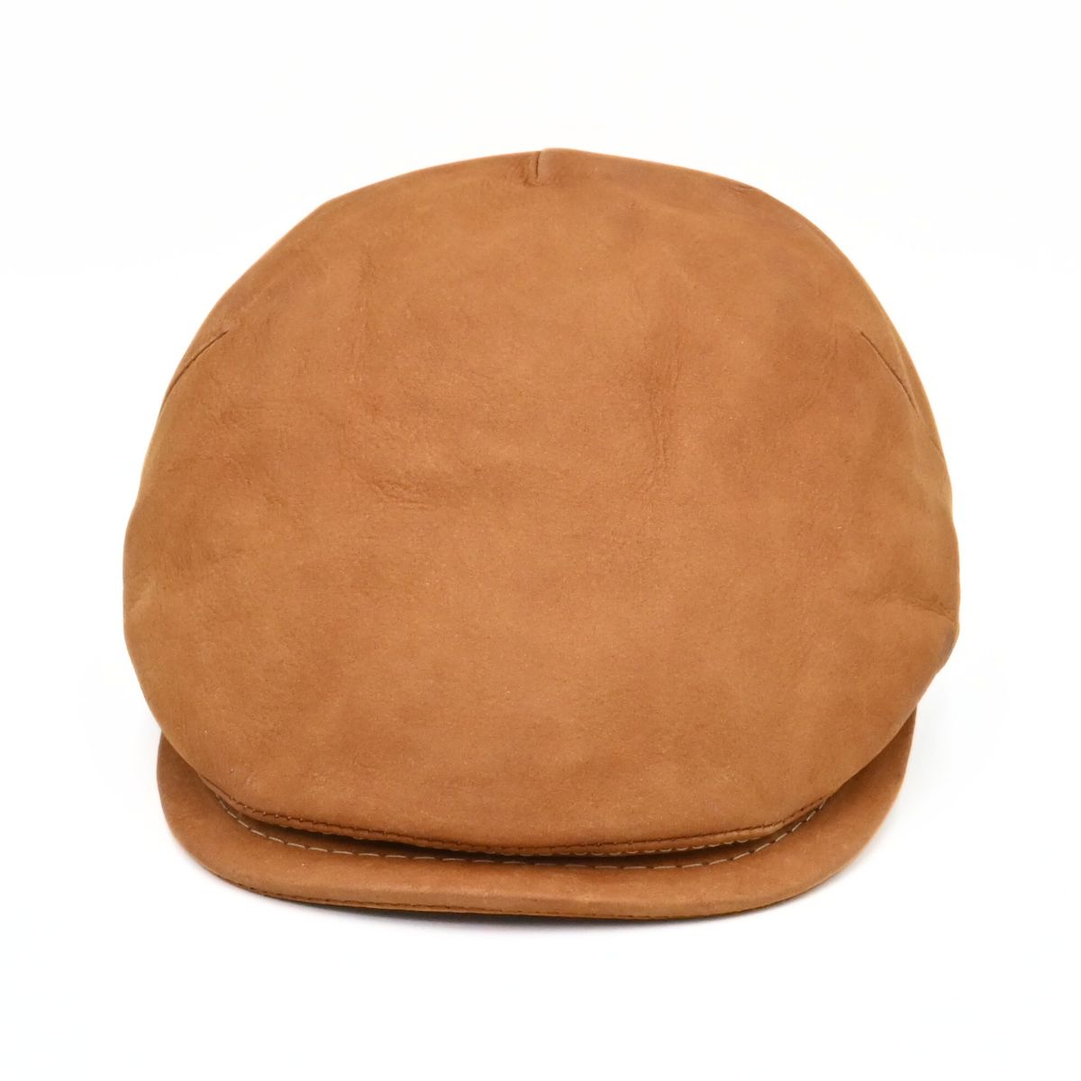 cognac Leather Driver Cap on white background