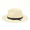 Cappello Fashion Ivory Panama Hat Indiana Style With Leather Strap on white background