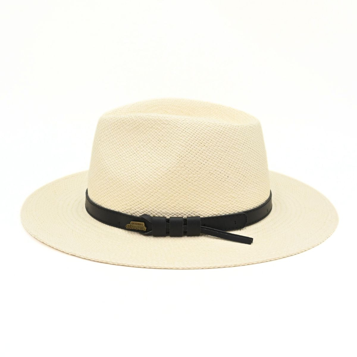 Cappello Fashion Ivory Panama Hat Indiana Style With Leather Strap on white background